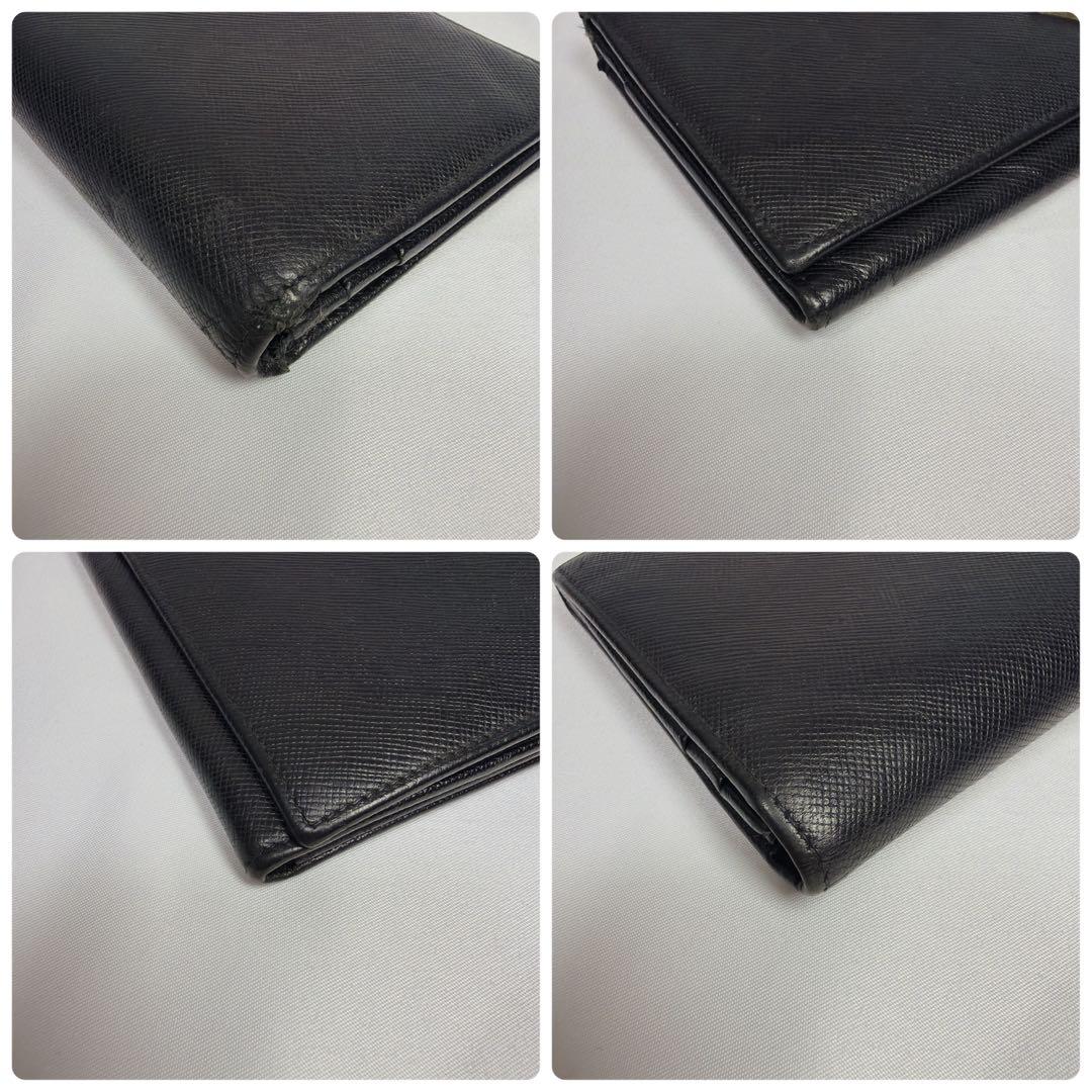 【極美品】プラダ 長財布 三角ロゴ サフィアーノ レザー 黒 Wホック