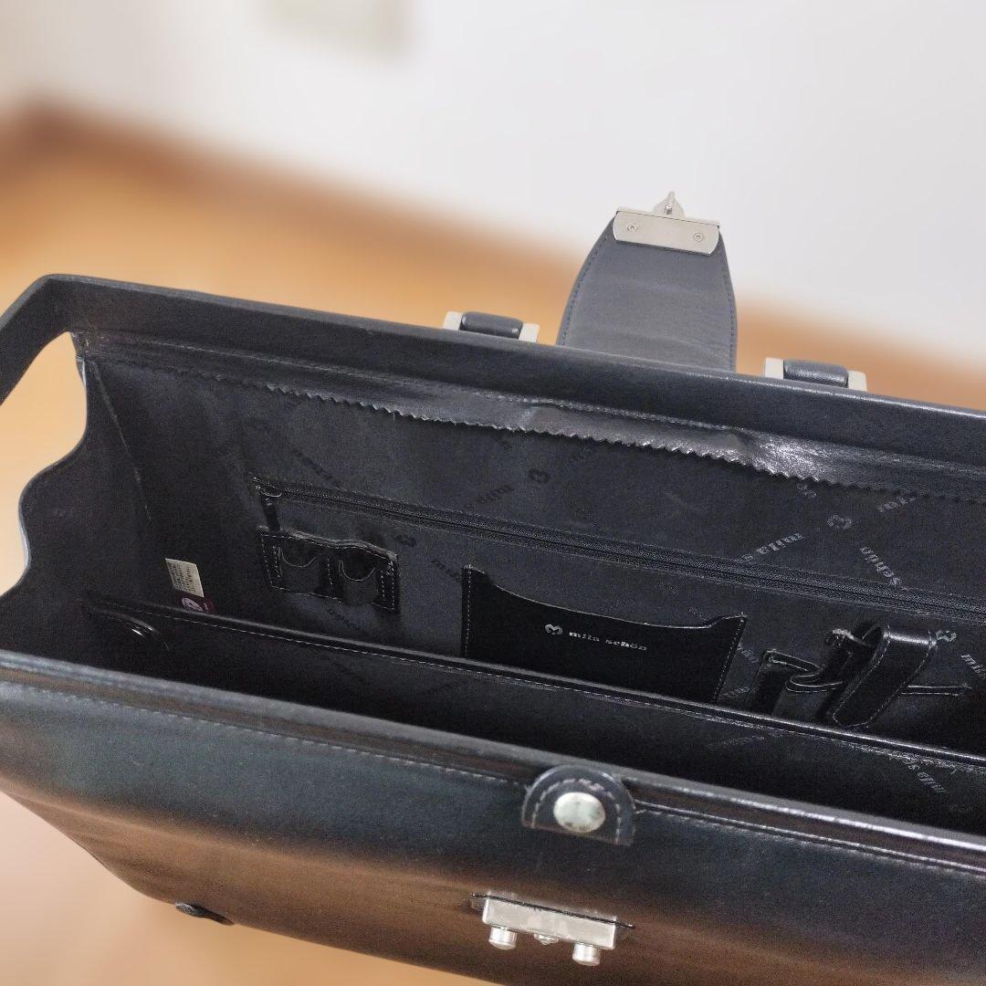 ブラックレザー ビジネスバッグ　ドクターバッグ　　ミラショーン　メンズ