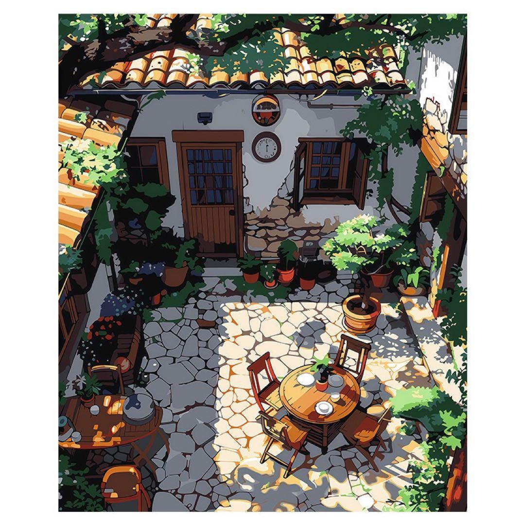 中庭のデジタルアートイラスト