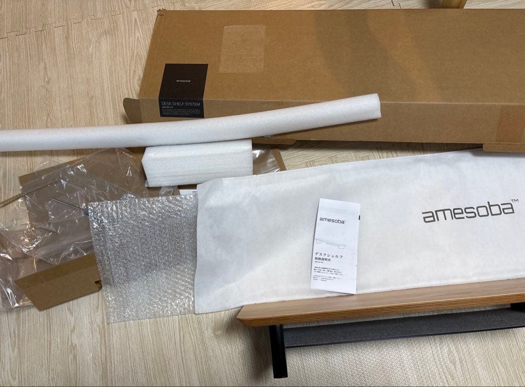 amesoba デスクシェルフ (天板：ホワイトオーク/パーツ：ブラック)