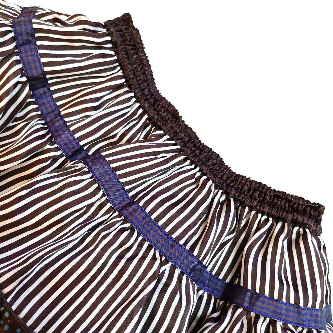 極美品✨BABY ミニスカートティアード ストライプ　ドット リボン フレア