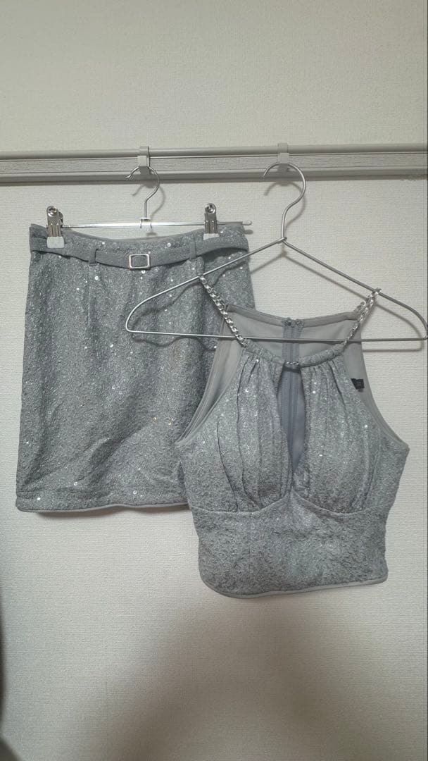 グレー スパンコール ドレスセット