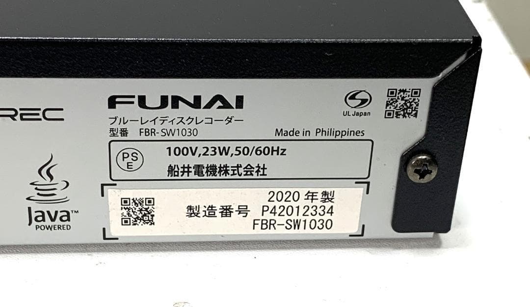 Y★329 FUNAI ブルーレイレコーダー FBR-SW1030