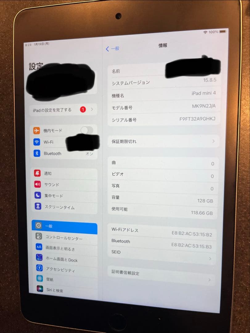 iPad mini 4 Wi-Fiモデル 128GB MK9N2J/A
