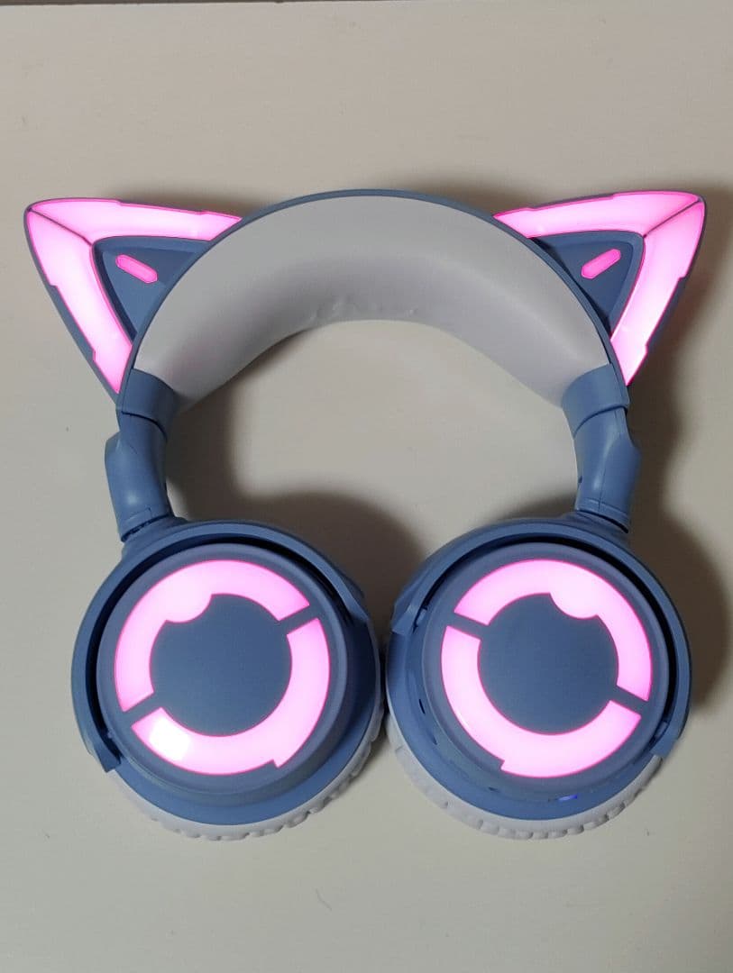 YOWU RGB 猫耳ヘッドホン　カラー 水色