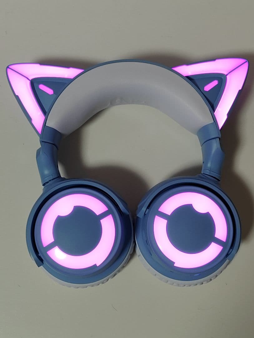 YOWU RGB 猫耳ヘッドホン　カラー 水色