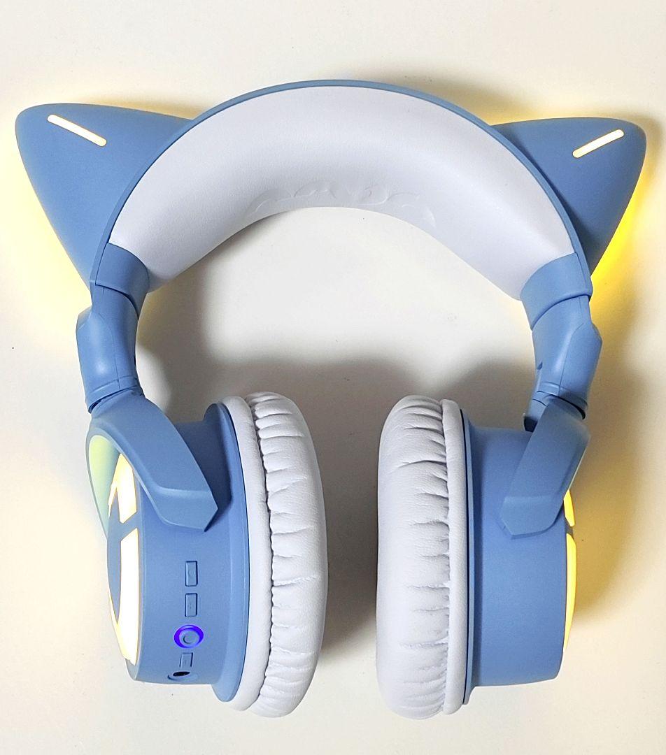 YOWU RGB 猫耳ヘッドホン　カラー 水色