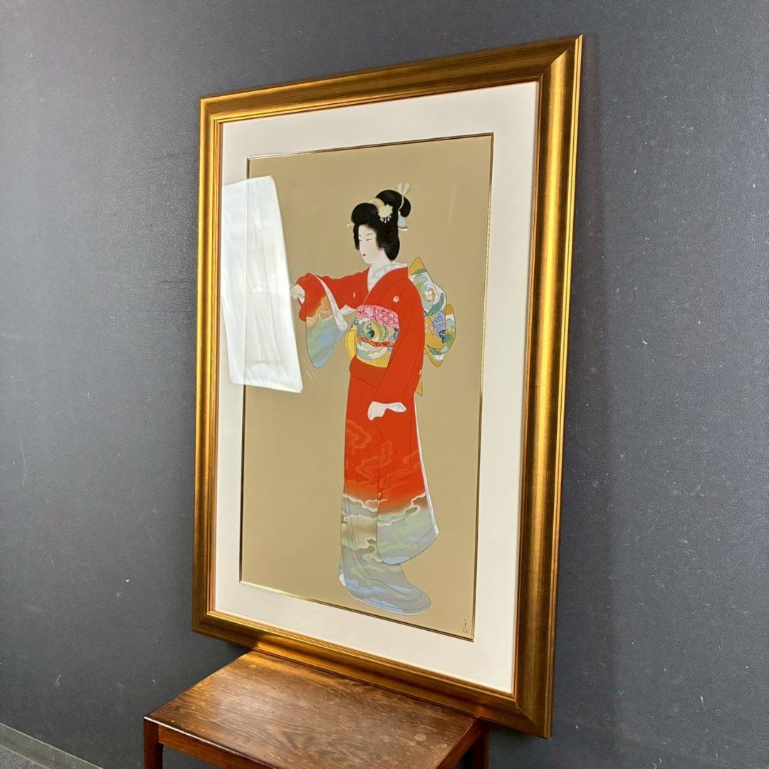 美品 上村松園「序の舞」シルクスクリーン 日芸版画院の印章・証明シール有り
