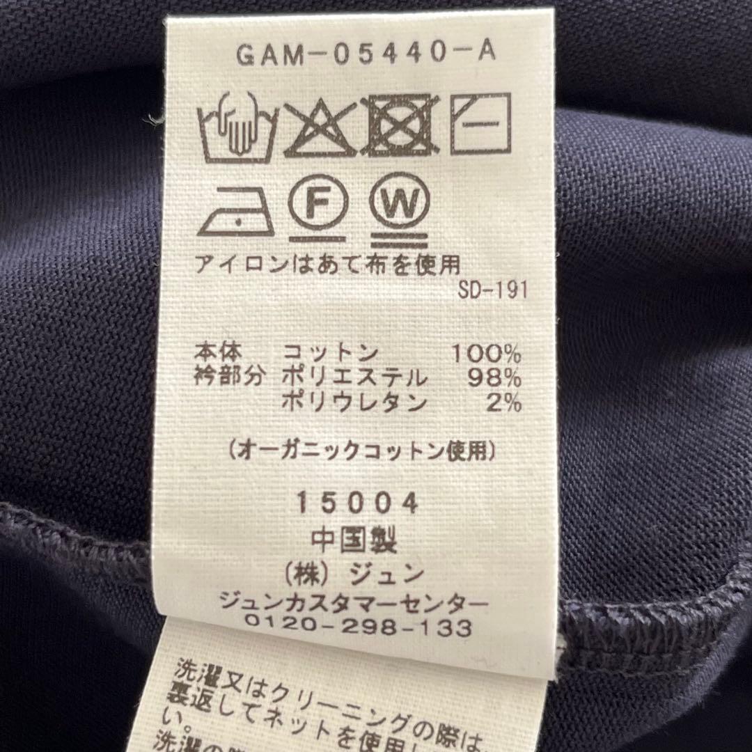 新品★アダムエロペ　コクーンスリーブポロシャツ　ネイビー×ホワイト　半袖　襟付き