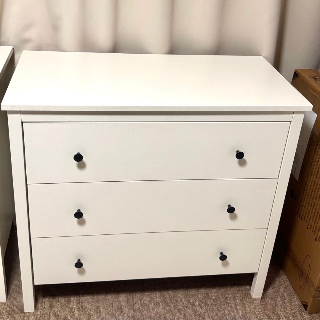 【廃盤超美品】IKEA コッパン KOPPANG 3段チェスト　木製　ホワイト