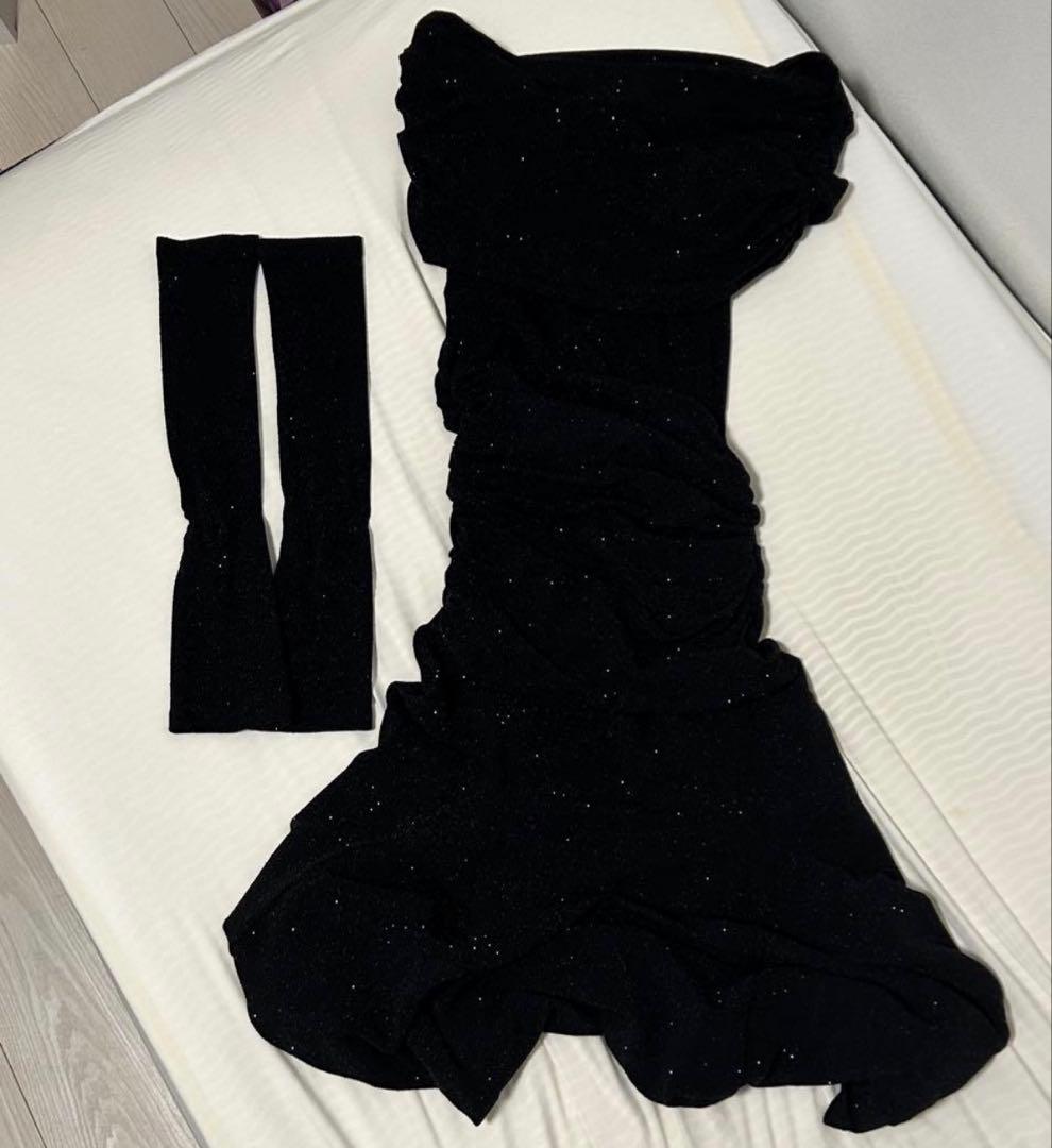 Leja キラキラ　結婚式ドレス パーティードレス　ドレス　スパンコール　黒