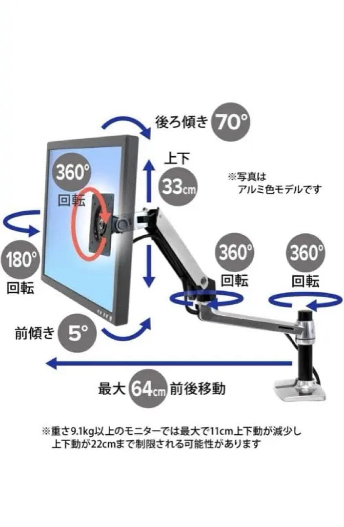 ERGOTRON エルゴトロンLX モニターアームデスクマウント 34インチまで