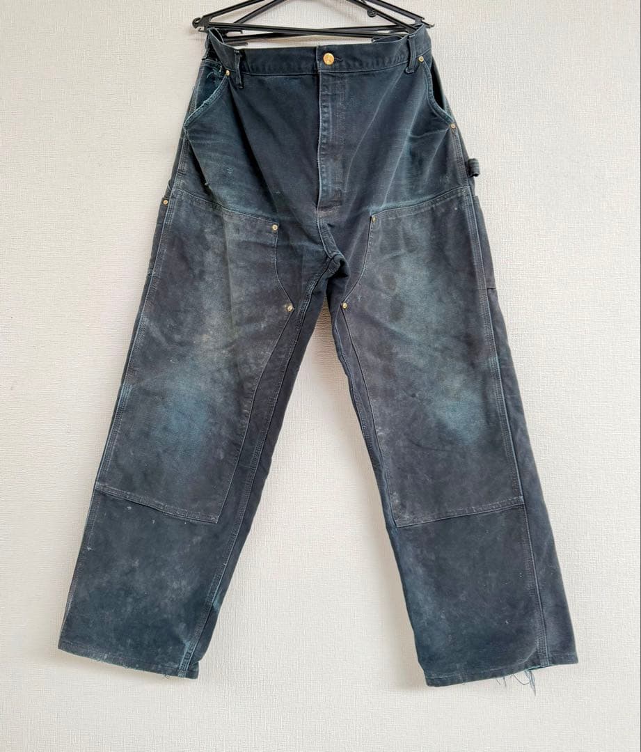 超スペシャル 42X30 W42 カーハート ダブルニー パンツ ブラック 黒