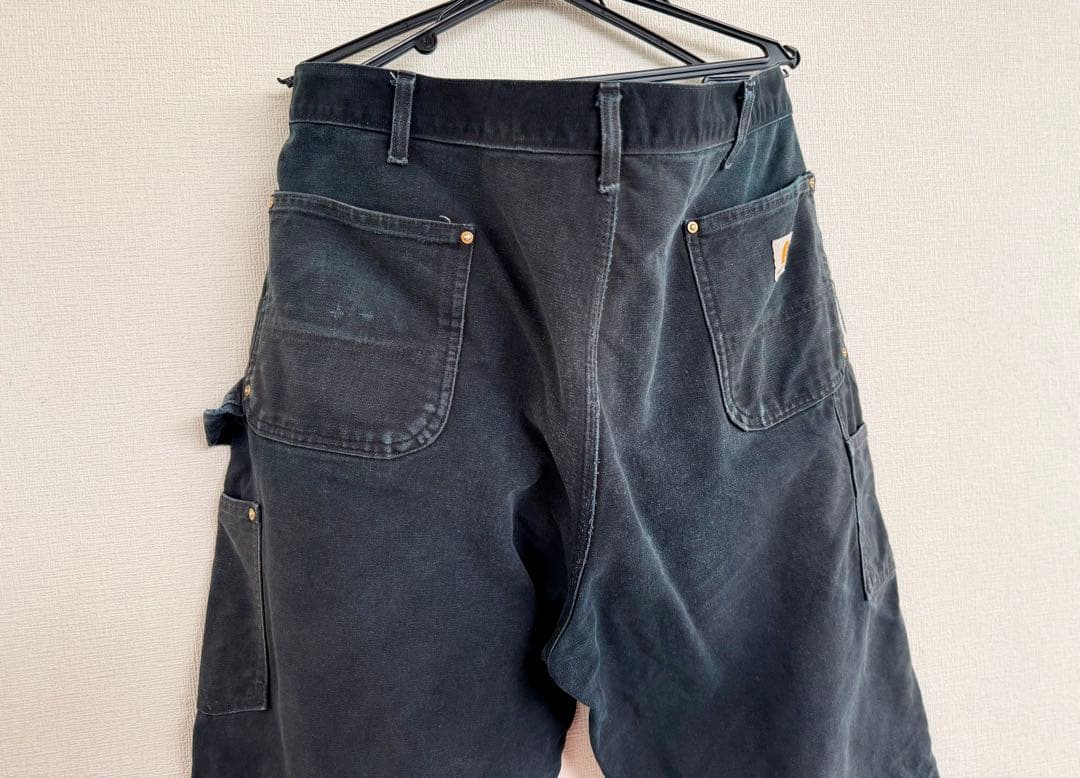 超スペシャル 42X30 W42 カーハート ダブルニー パンツ ブラック 黒