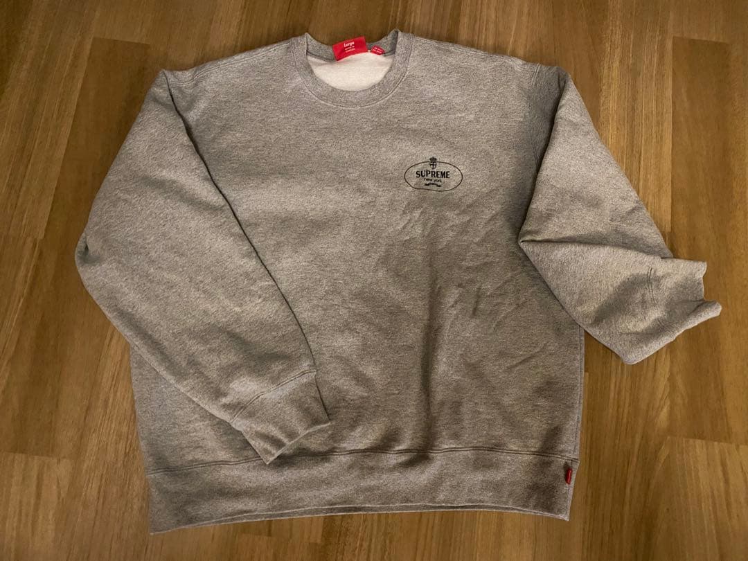 SUPREME グレー クルーネック スウェット