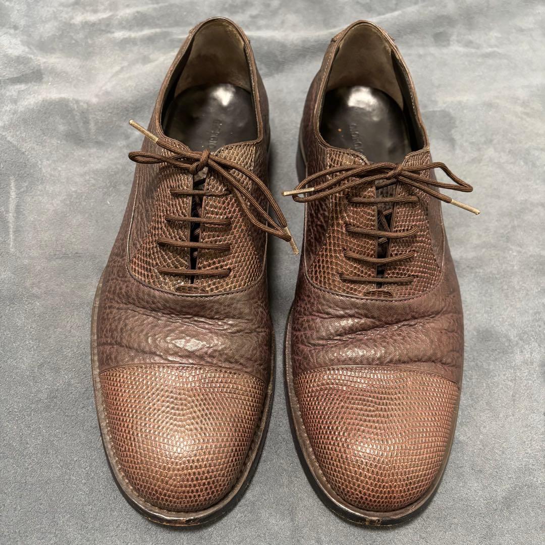 GIORGIO ARMANI エキゾチックレザー 型押しコンビシューズ