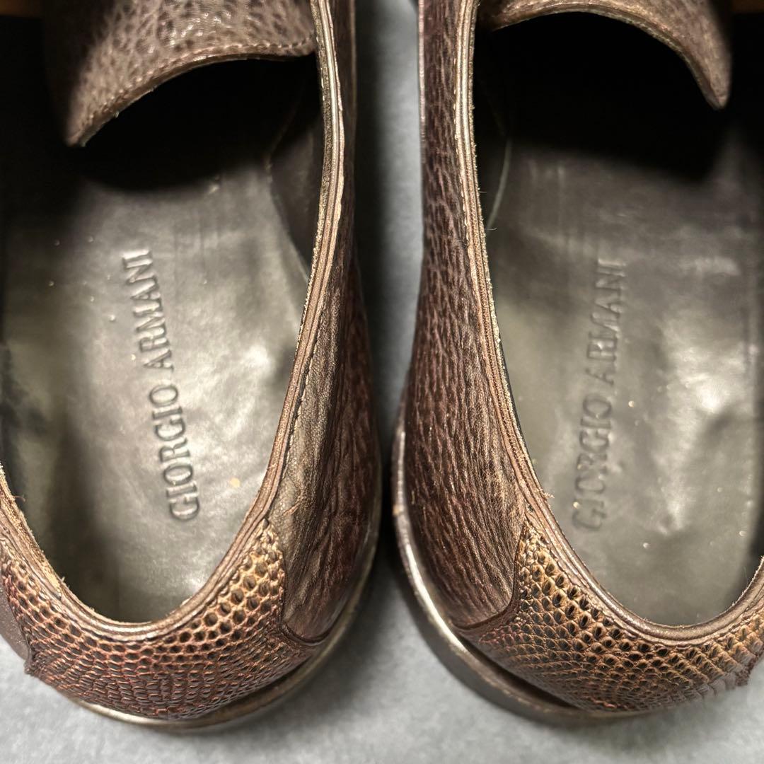 GIORGIO ARMANI エキゾチックレザー 型押しコンビシューズ