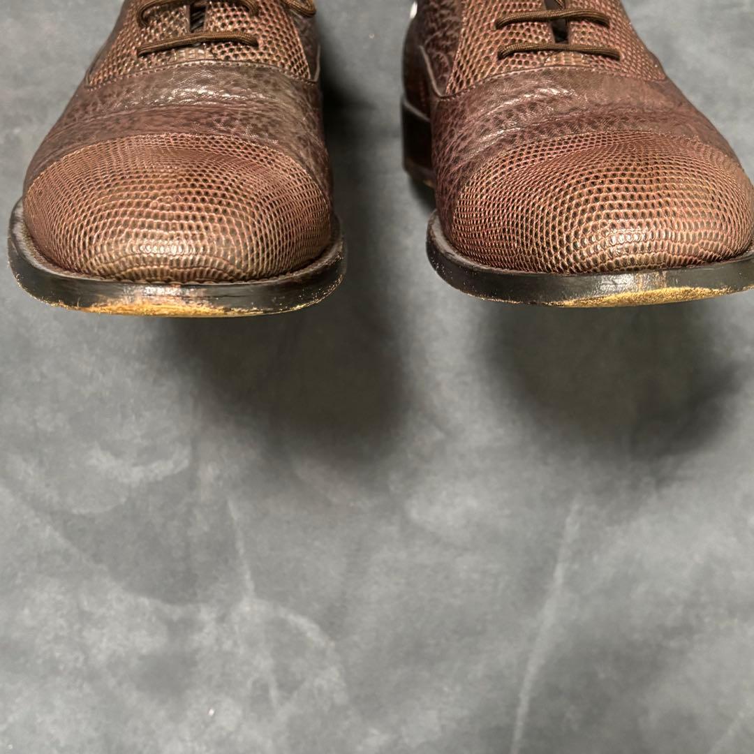 GIORGIO ARMANI エキゾチックレザー 型押しコンビシューズ