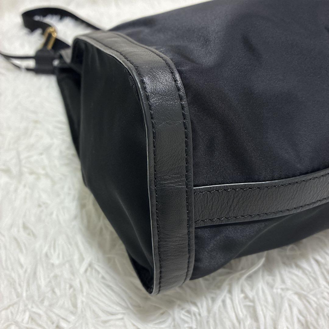 美品 ORSETTO オルセット ナイロンサイドジップトートバッグ 2way 黒