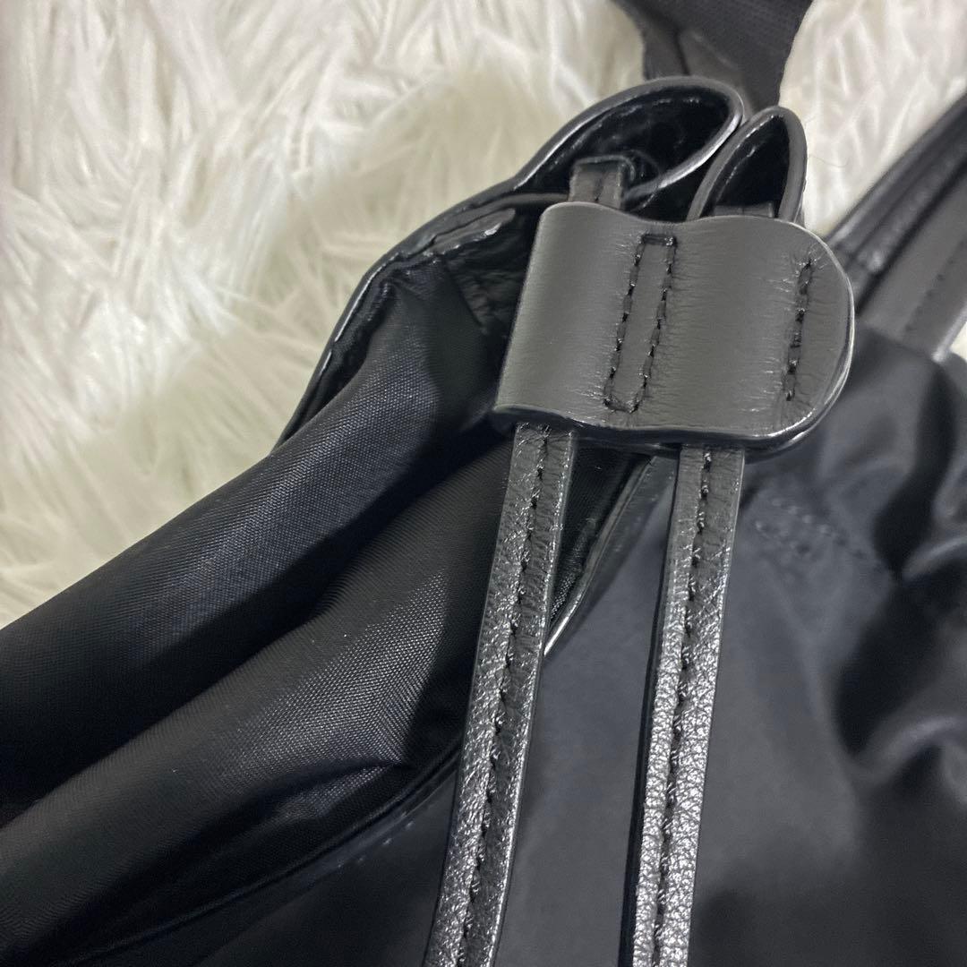 美品 ORSETTO オルセット ナイロンサイドジップトートバッグ 2way 黒