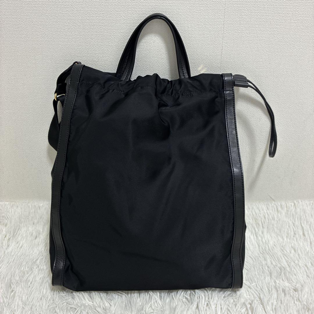 美品 ORSETTO オルセット ナイロンサイドジップトートバッグ 2way 黒
