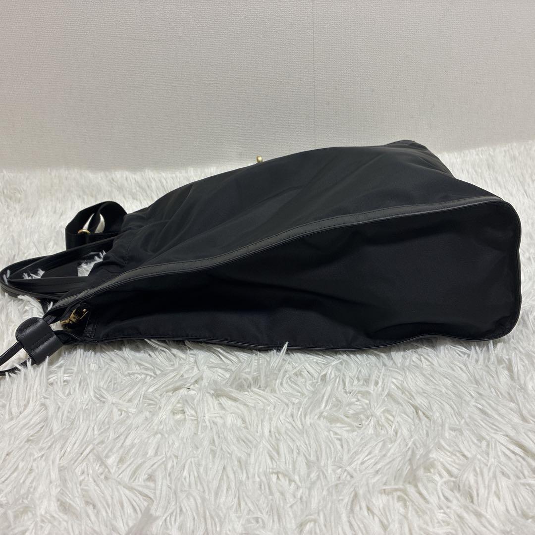 美品 ORSETTO オルセット ナイロンサイドジップトートバッグ 2way 黒