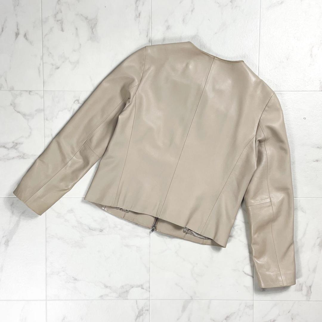 Ballsey ラムレザーノーカラージャケット ベージュ 36*ZC570
