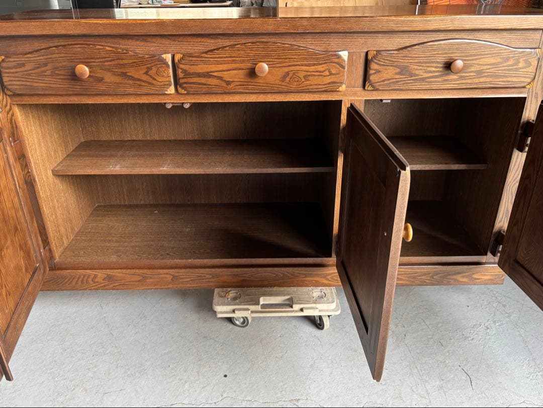 サクラ 国産 川隅家具 天然木 カントリーキッチン, 幅153cmUsed