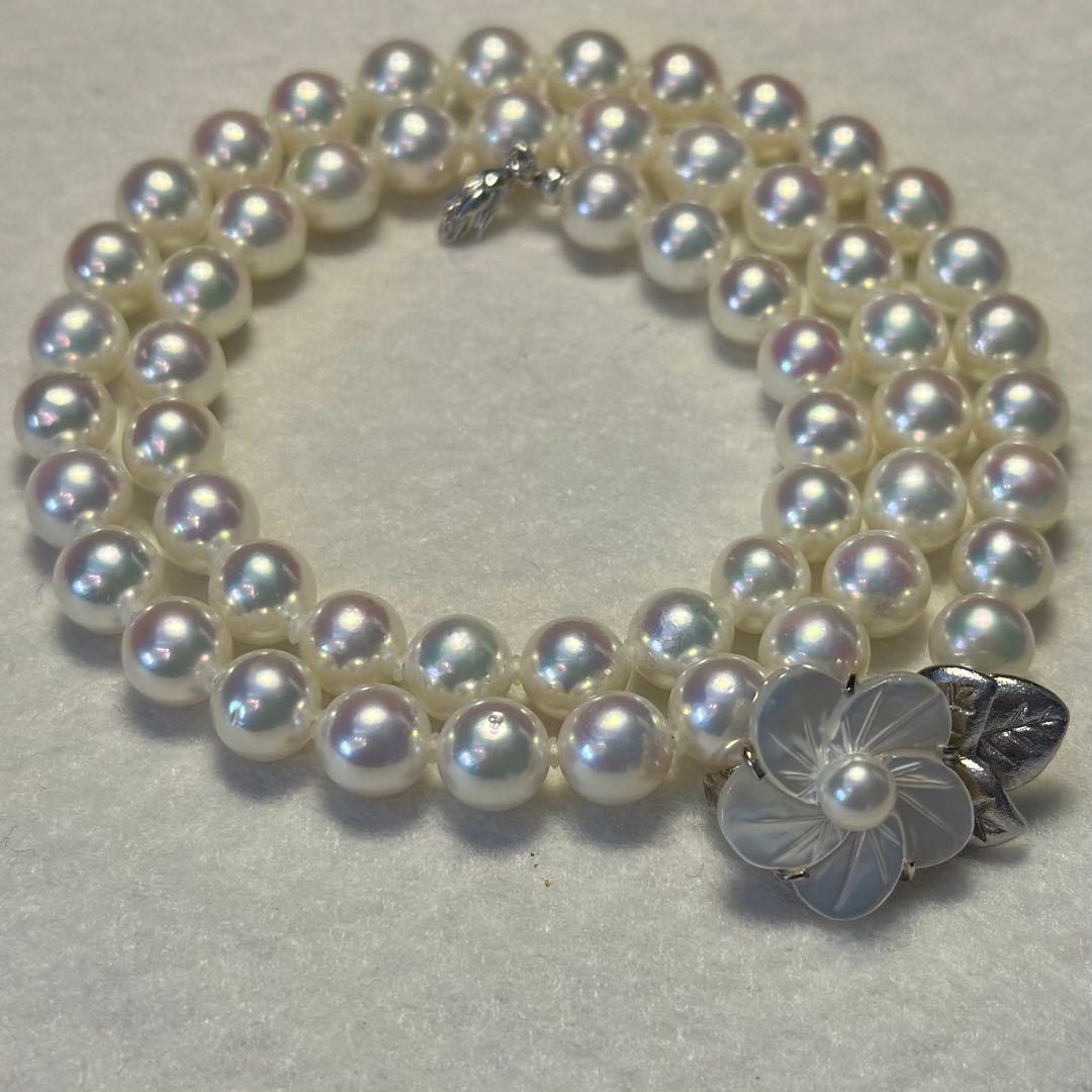 テリ最強 花珠級 アコヤ真珠　パール ネックレス 45cm 2way 留花
