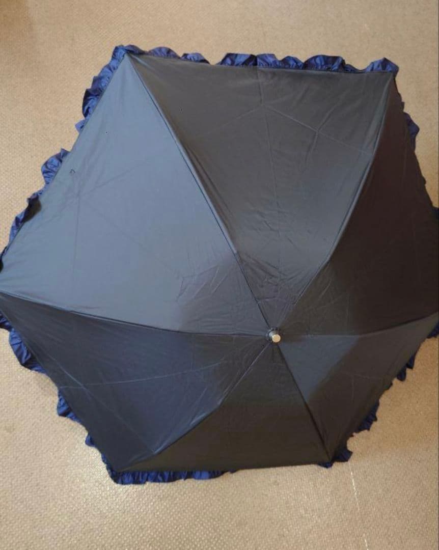 １、フワクール　晴雨兼用日傘　黒、ネイビー、フリル　ムーンバット