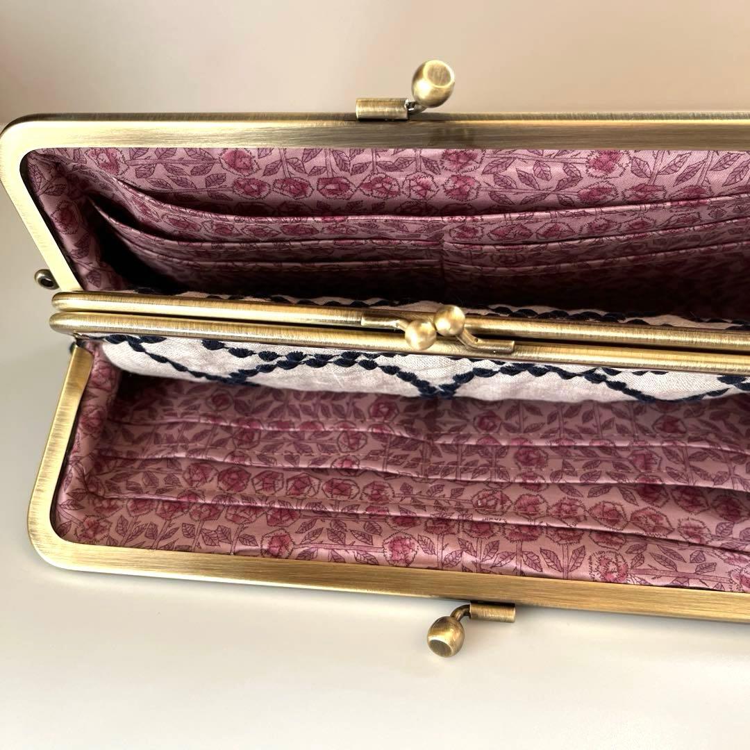ハンドメイド　がま口長財布　ミナペルホネン　tambourine