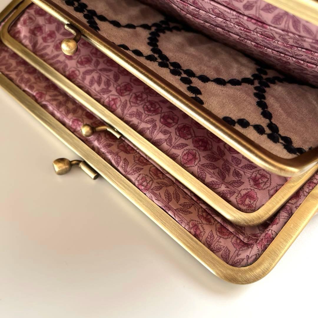 ハンドメイド　がま口長財布　ミナペルホネン　tambourine