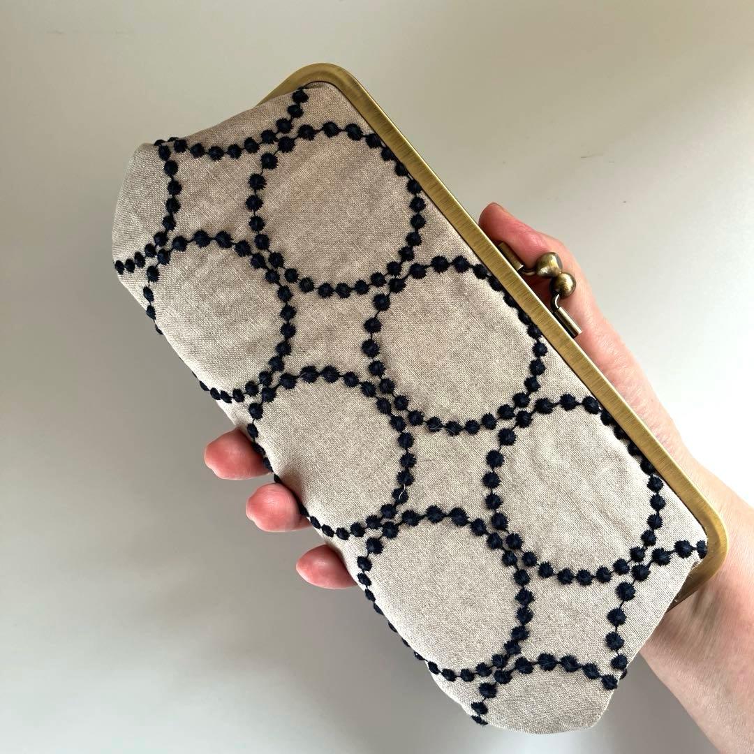 ハンドメイド　がま口長財布　ミナペルホネン　tambourine