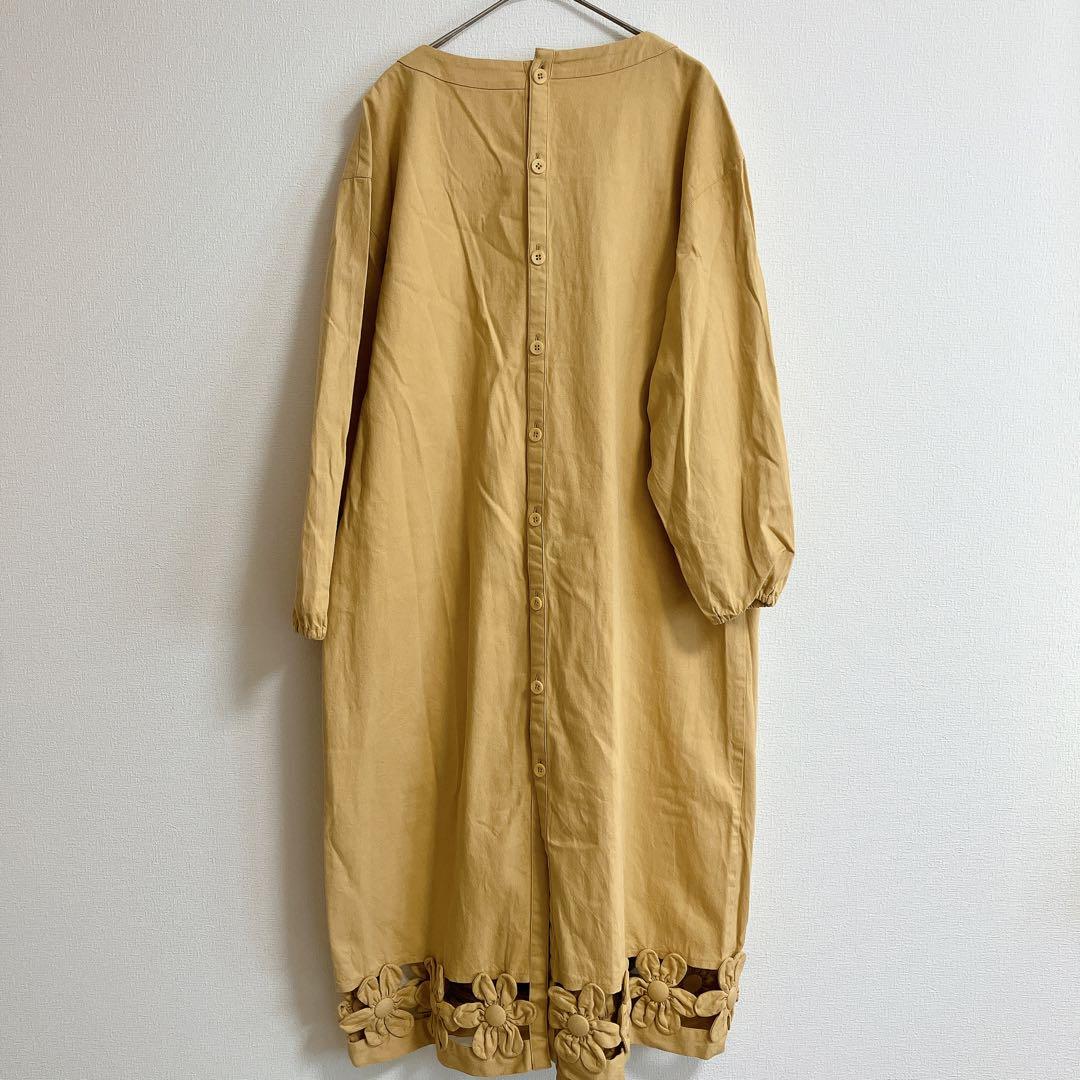 さえら POTECHINO 割烹着 エプロン お花 イエロー スモッグ