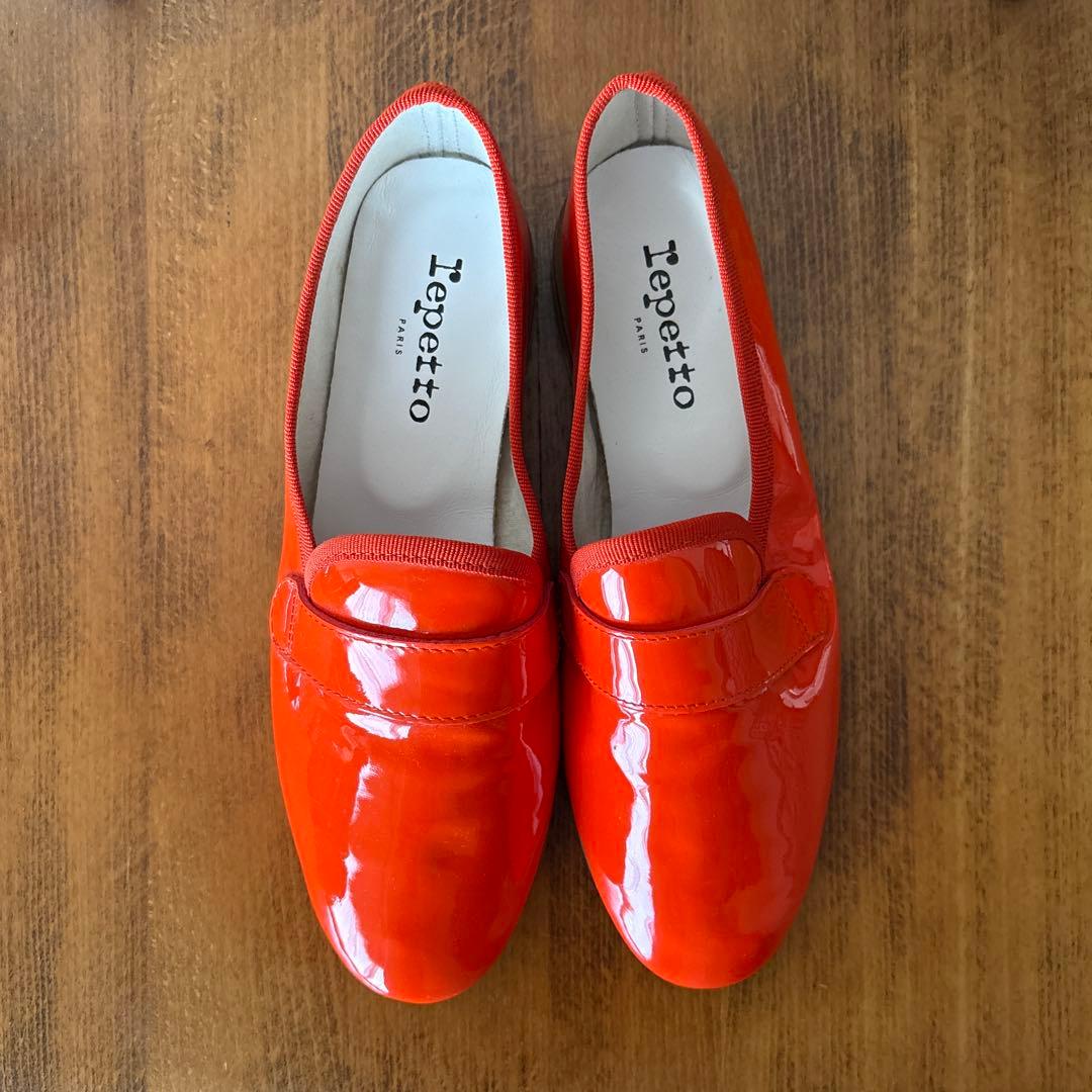 【美品】「repetto」マイケル エナメルシューズ　オレンジ