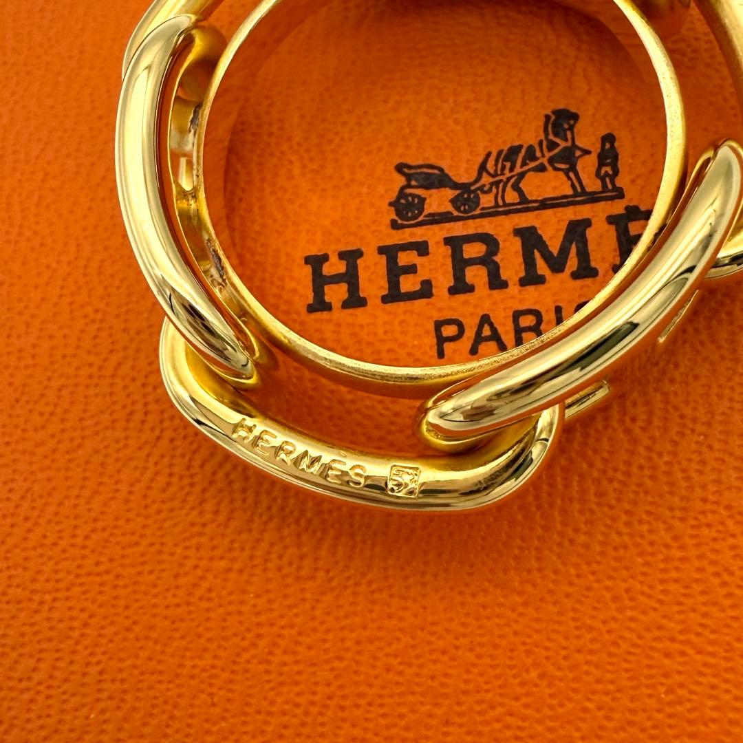 美品 HERMES シェーヌダンクル スカーフリング ゴールド エルメス 箱付き