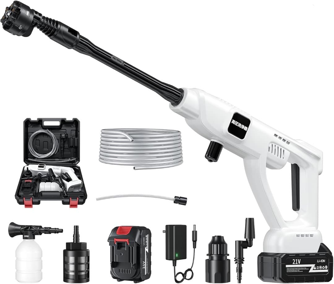 高圧洗浄機 洗車店監修 持ち運び便利 庭/屋外/階段/ガラス 日本語取扱説明書