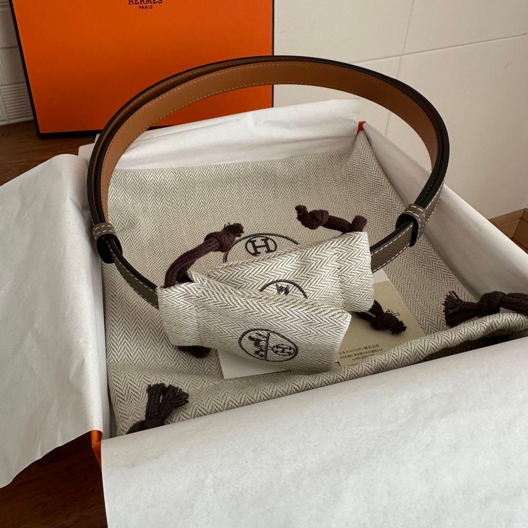 【新品未使用】エルメス ケリーベルト　エトゥープ　シルバー金具 【安心鑑定可】