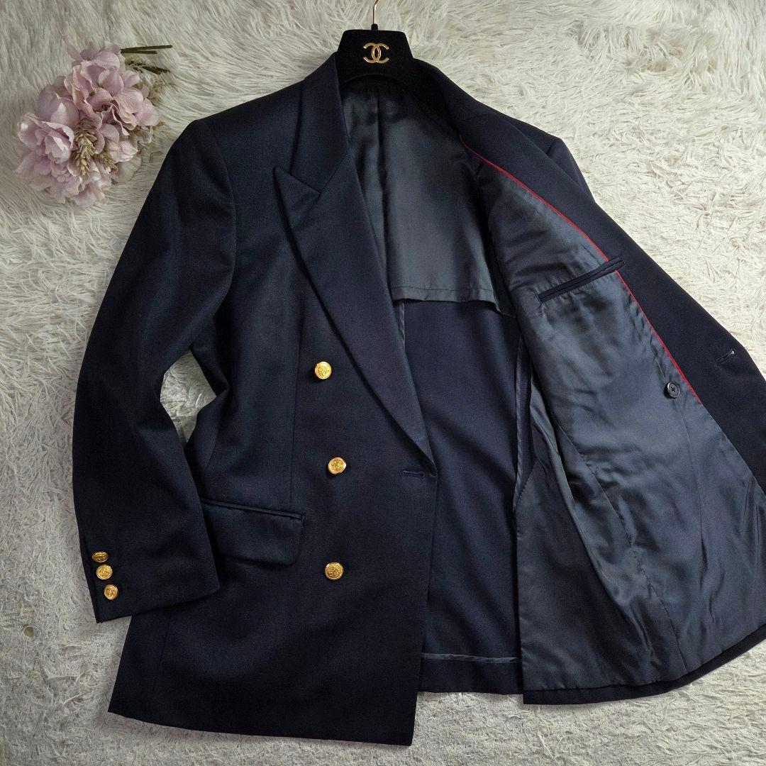 極美品 ジェイプレス ダブル 紺ブレ サイズ11 L 金ボタン 濃紺