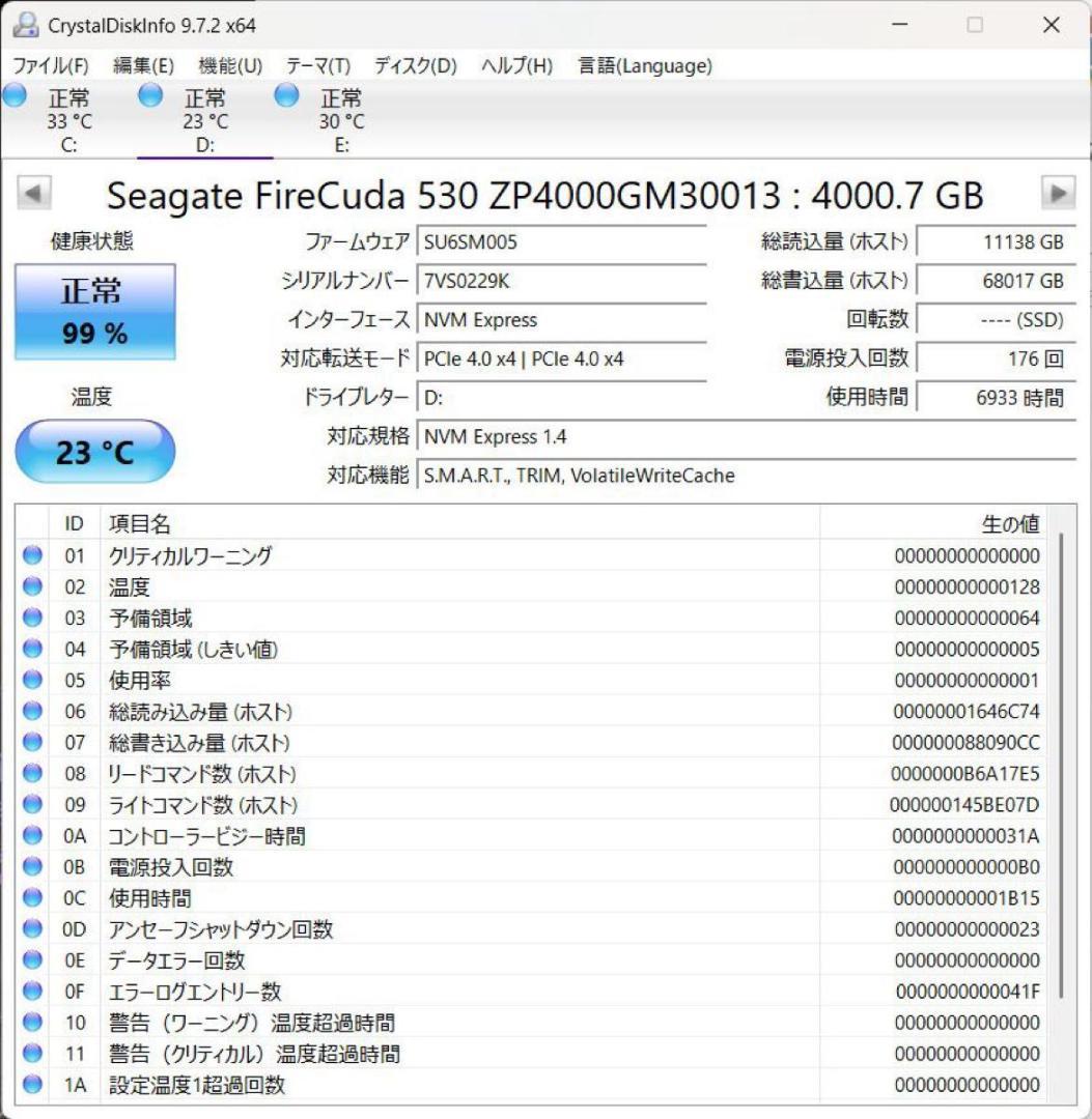 内蔵型SSD 4TB Gen 4 SSD Seagate FireCuda 530 4TB