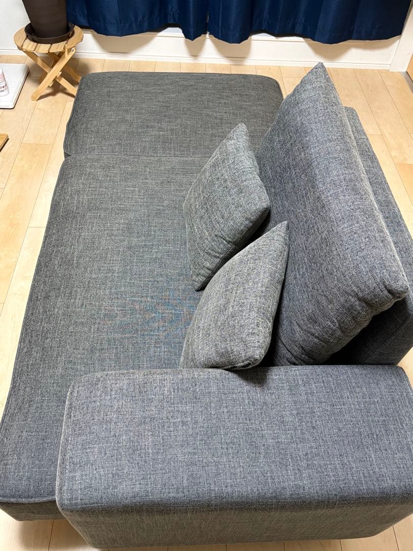 LOWYAカウチソファベッド コンパクト 2人掛けチャコールグレー