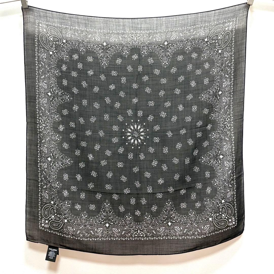 極美品 SAINT LAURENT PARIS ペイズリー柄ストール スカーフ