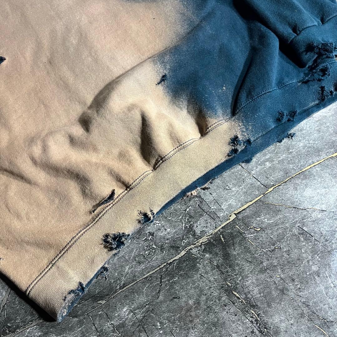 90s NIKE USA製 half＆half 抜染 ボロ トレーナー ロゴ