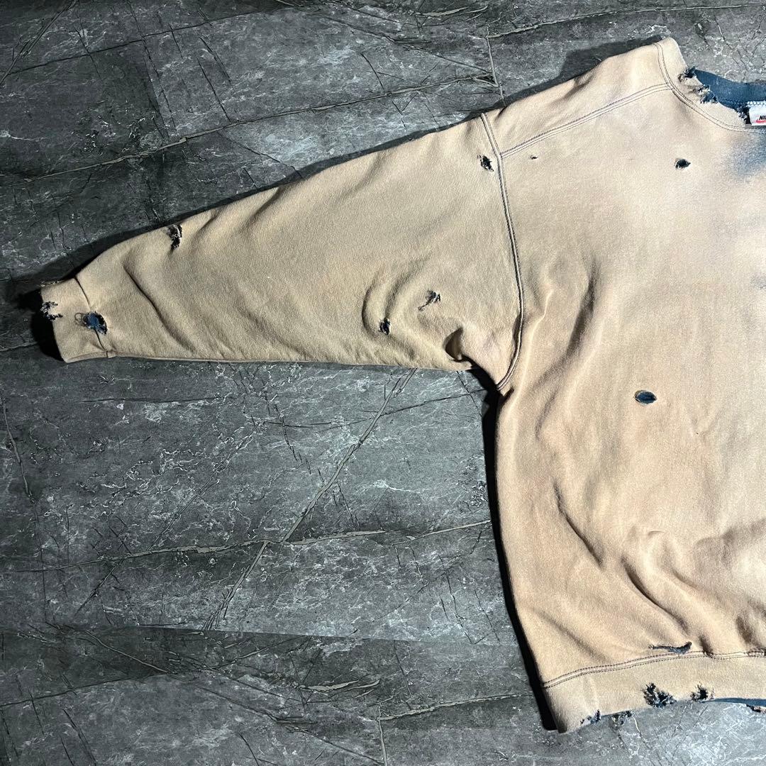 90s NIKE USA製 half＆half 抜染 ボロ トレーナー ロゴ