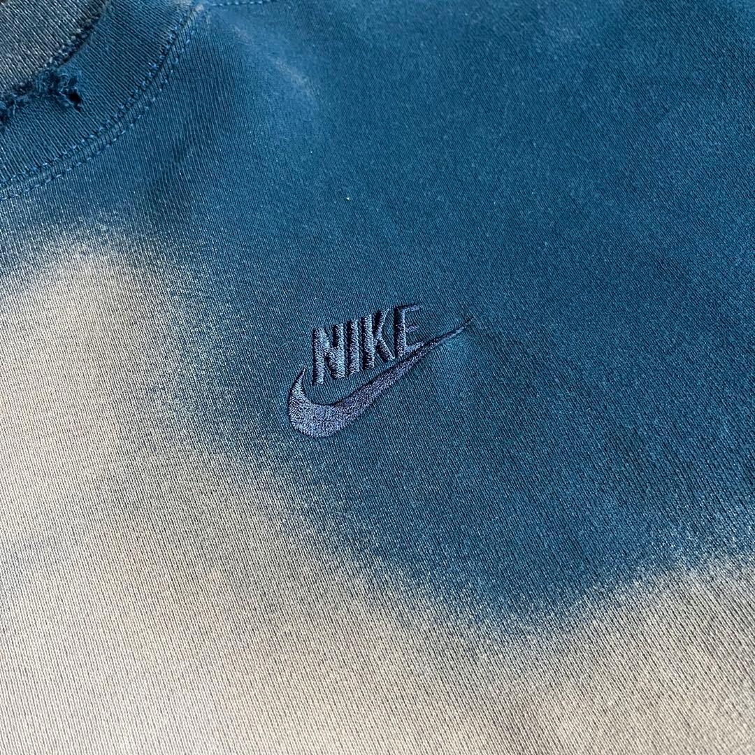 90s NIKE USA製 half＆half 抜染 ボロ トレーナー ロゴ