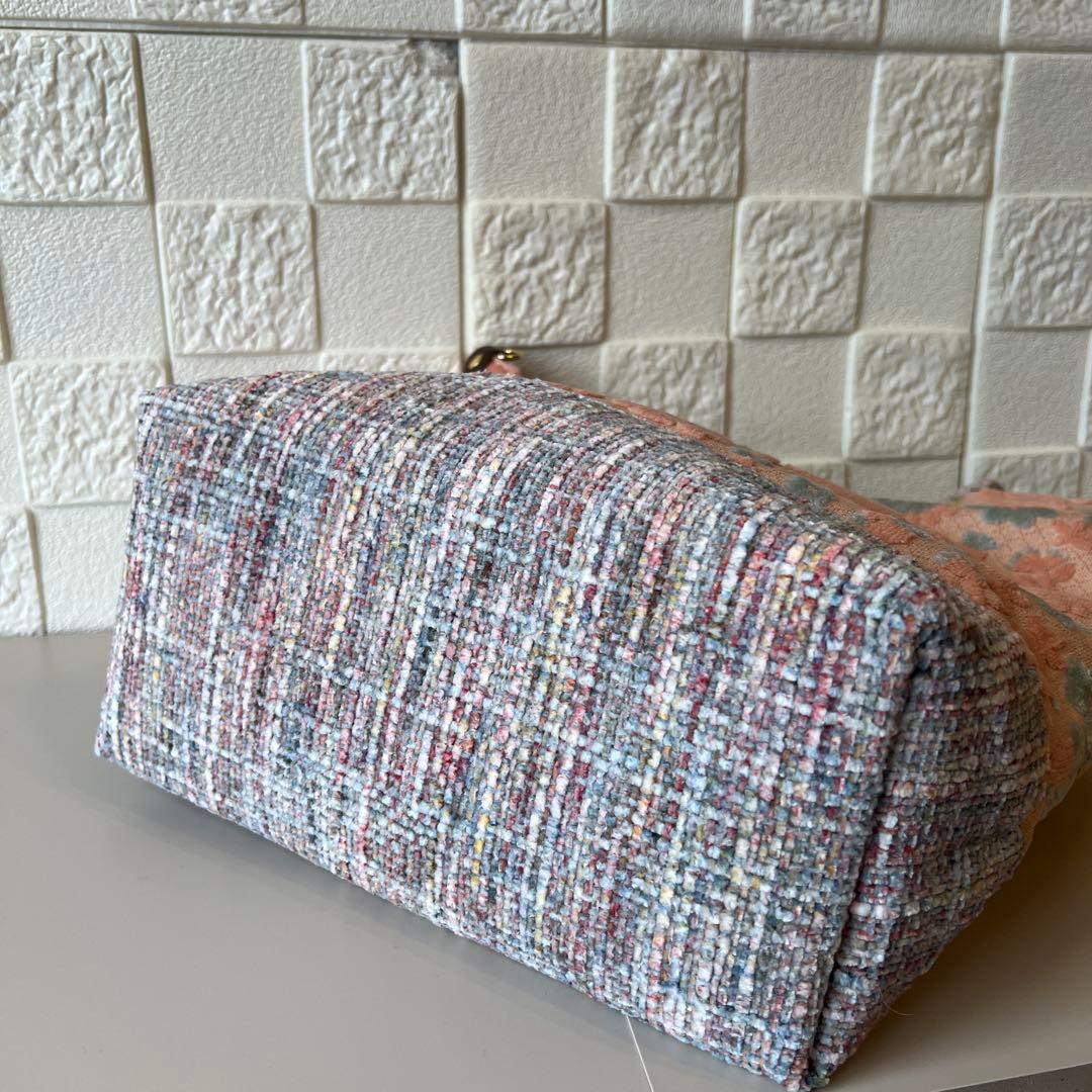 【ジョリーフルール】高級　もふもふ×ツイード　トートバッグ　特別オーダー品