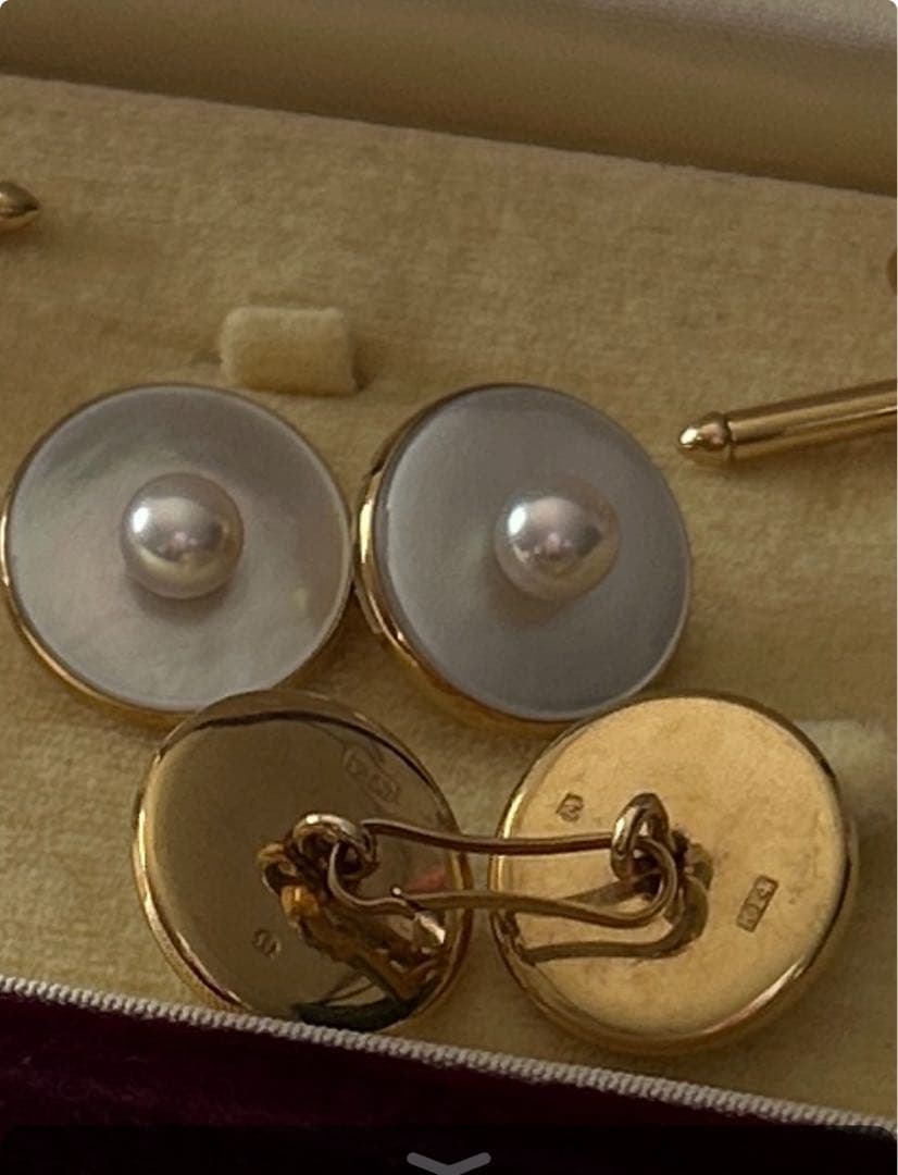 K14 陽刻 MIKIMOTO彫金 白蝶貝 真珠 カフス シェル パール 御木本