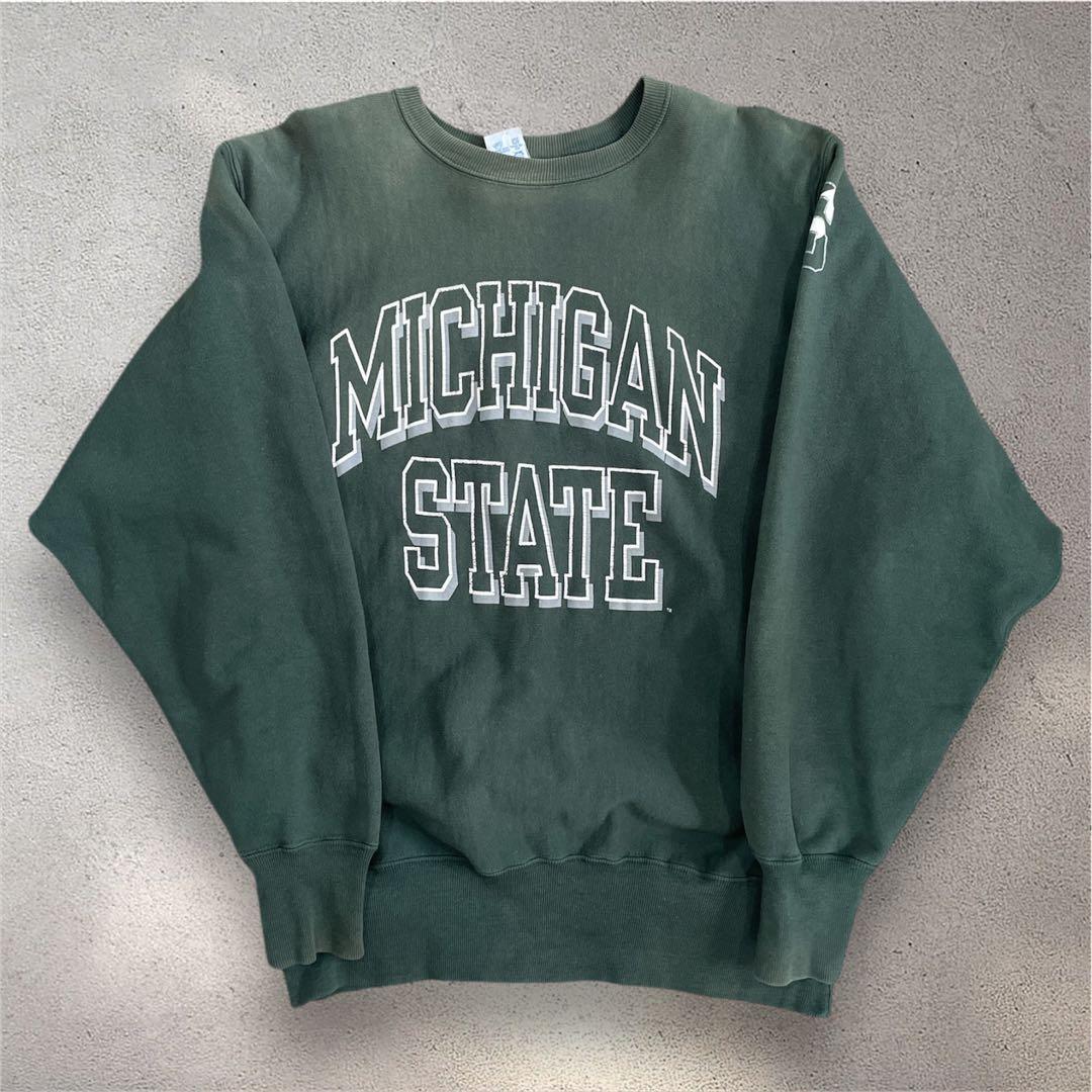 90s Champion USA製 リバースウィーブ ミシガン L 緑 刺繍タグ