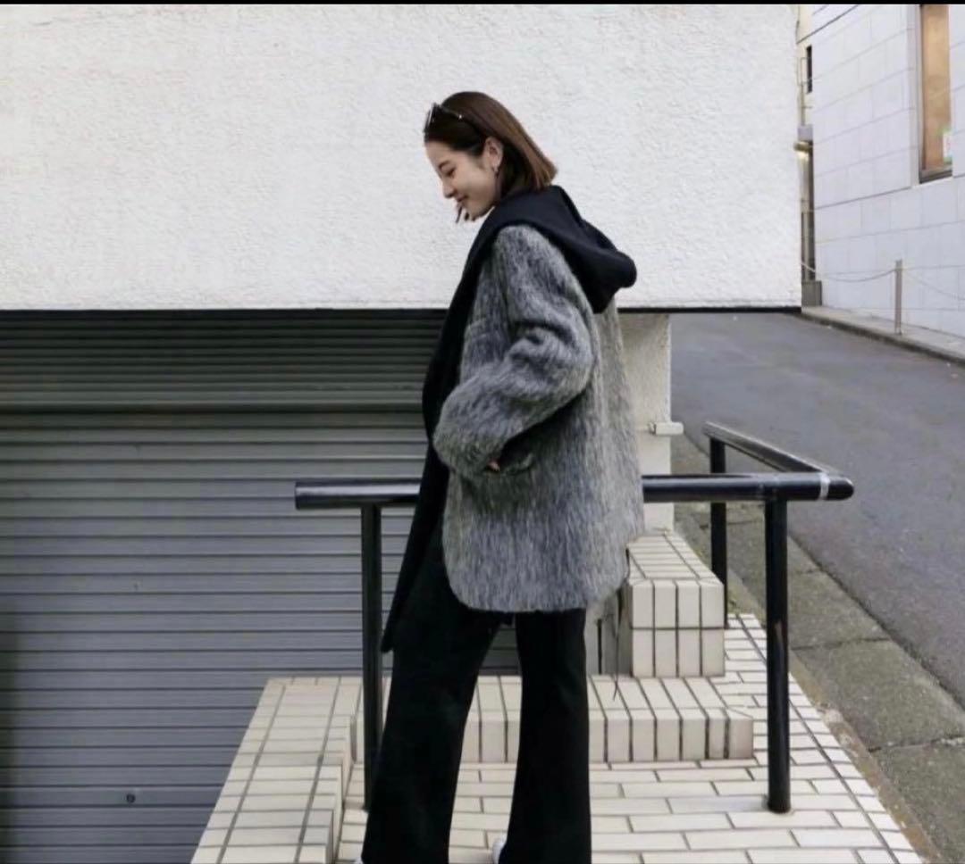 新品　BASEMENT onlineモヘアシャギージャケットコート　グレー