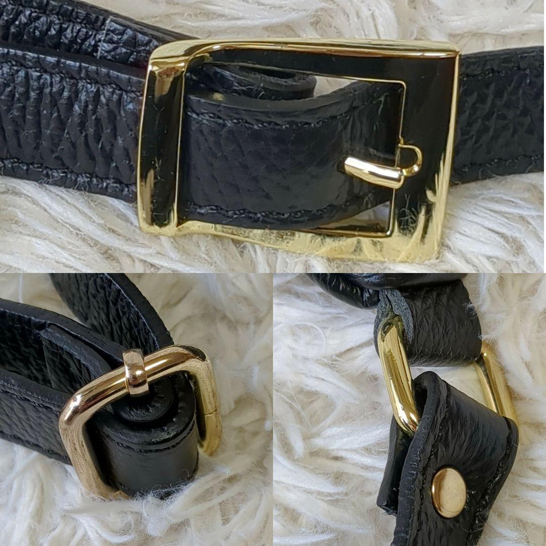 【極美品】AULENTTI　ボディバッグ　ウエストバッグ　レザー　ブラック